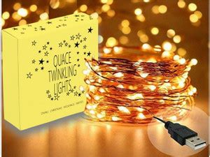 QUACE Copper String 5M 50LED USB Operated Wire Decorative Lights Diwali ...