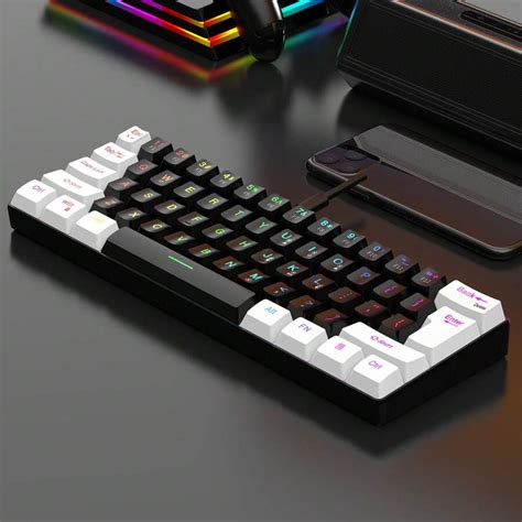 60% Wired Gaming Mini Keyboard, RGB Backlit Film Keyboard, Ultra-Compact Mini Waterproof ...