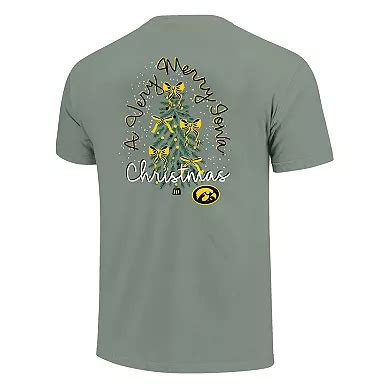 Women's Light Green Iowa Hawkeyes Christmas Tree Comfort Colors T-Shirt