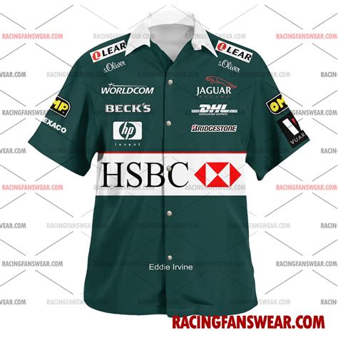 Eddie Irvine Formula One Racing 2001 Uniform Apparel Clothes Hawaiian Polo Shirts - Racing Fans Wear