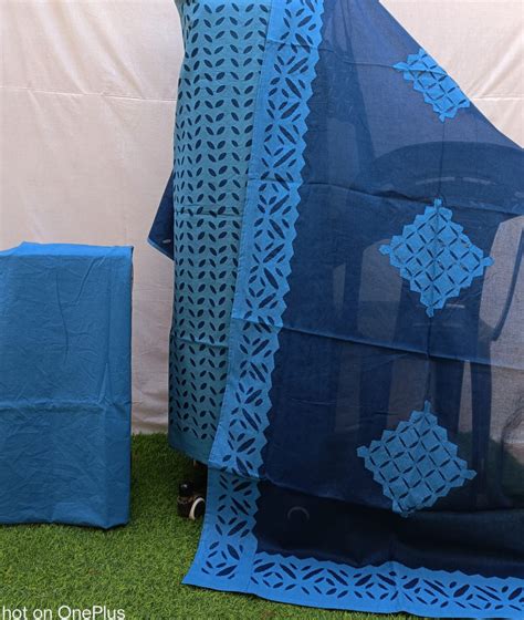 Pure Cotton Applique Work Unstitched Suit With Cotton Applique Work Du ...