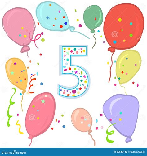 Fifth Birthday Card With Cute Kittens Cartoon Vector | CartoonDealer ...