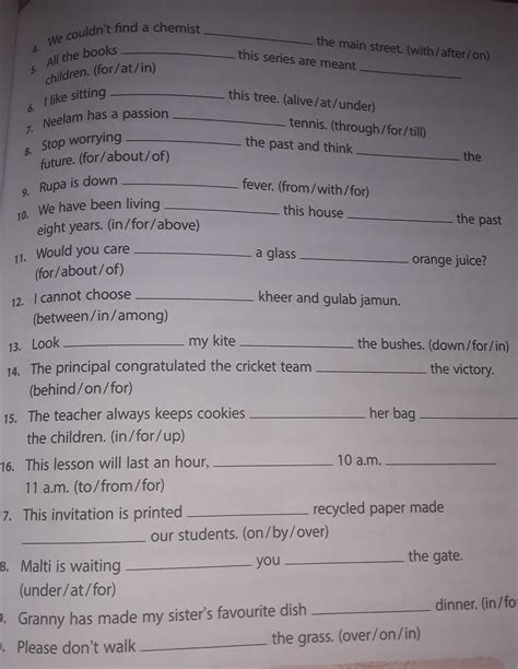 Fill in the blank with correct preposition. choose from the boxes ...