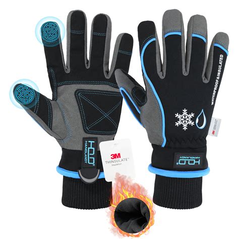HANDLANDY Waterproof Insulated Work Gloves, 3M Thinsulate Thermal ...