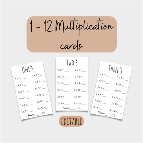 Multiplication Cards, Multiplication Flash Cards, Times Tables, Answer ...