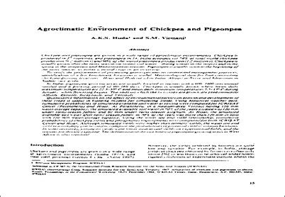 Agroclimatic Environment of Chickpea and Pegeonpea - OAR@ICRISAT