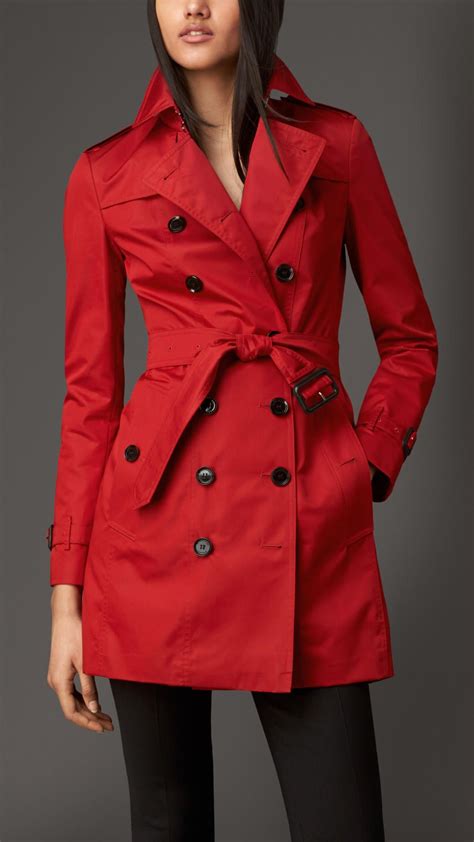 Mid-Length Double Sateen Trench Coat | Red trench coat, Burberry coat ...