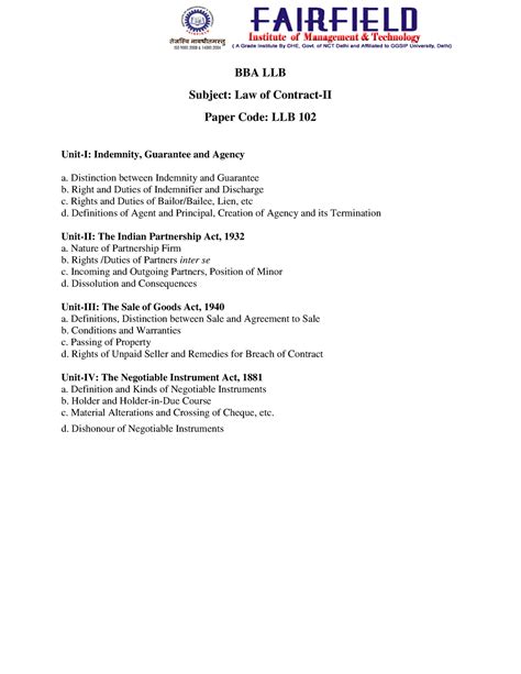 Contracts II Notes CPJ 2 - BBA LLB Subject: Law of Contract-II Paper ...