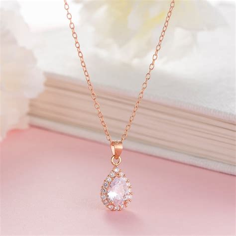 Cascading Elegance Rose Gold-Plated CZ 925 Sterling Silver Drop Neckla ...