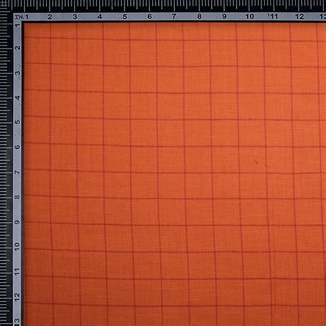 Buy Burnt Orange Check Pattern Yarn Dyed Fancy South Cotton Fabric ...