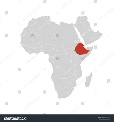 Ethiopia Highlighted On Africa Map Eps: เวกเตอร์สต็อก (ปลอดค่าลิขสิทธิ์) 1836097363 | Shutterstock