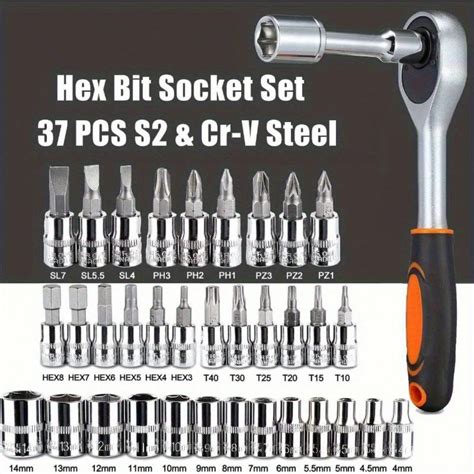 46pcs Socket Wrench Set, Socket Ratchet Wrench Tool Kit, Home Repair ...