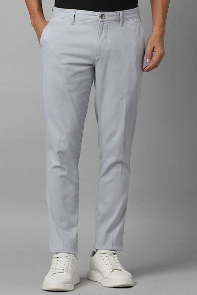 Buy Men Grey Smart Fit Textured Flat Front Casual Trousers Online ...
