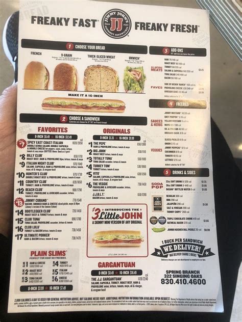 Free Printable Jimmy John's Menu | Easy Download - Printables for Everyone