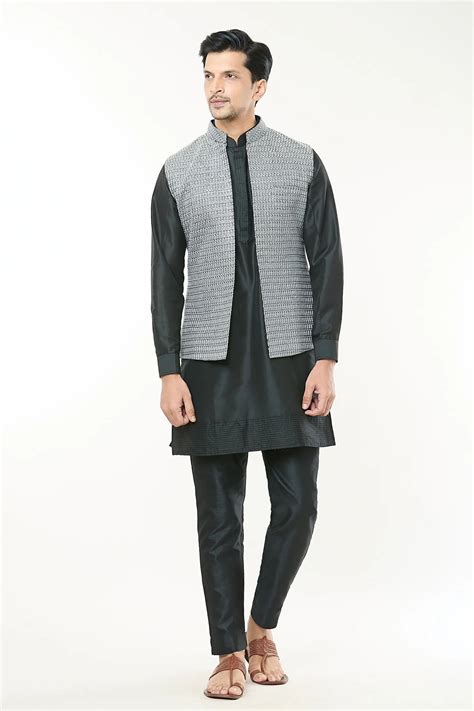 RNG Safawala Menswear - Black Embroidered jacket Set - Elahe