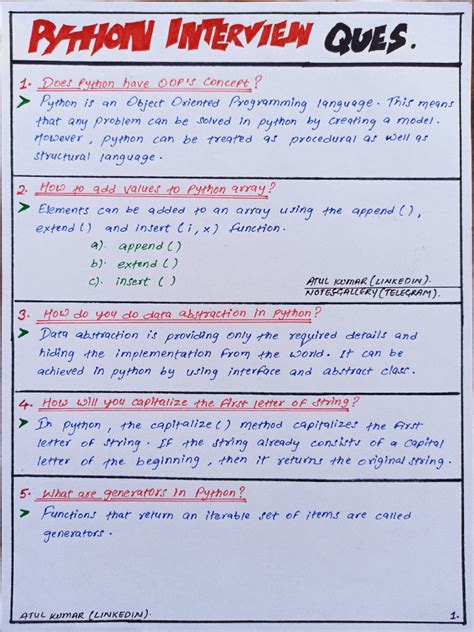 Image result for Python Interview Questions PDF