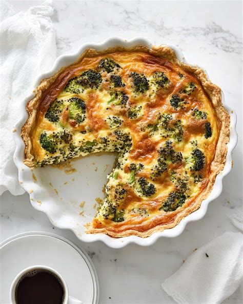 Broccoli Cheddar Quiche Recipe - YummyHere