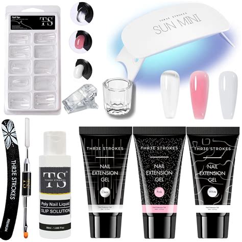 THR3E STROKES Poly Nail Gel Extension Kit for Builder Gel, UV Nail Art ...