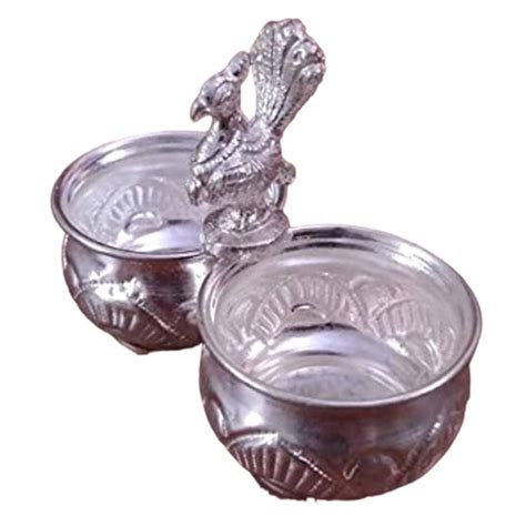 Buy DIVYAH German Silver Kumkum Holder | 2 Cup | Panchwala | Ideal Gift ...