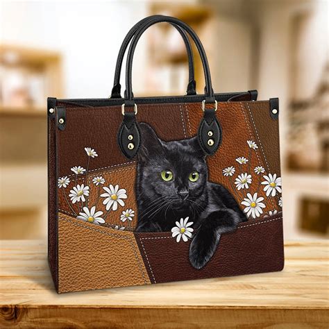 Black Cat Leather Bag, Cat Handbag, Custom Leather Bag, Woman Handbag ...