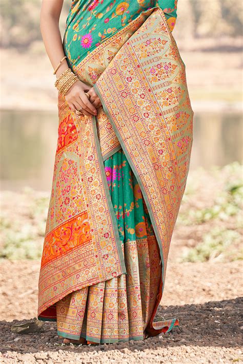 Buy Seafoam Green Kalamkari Saree 72751 Online | Karagiri
