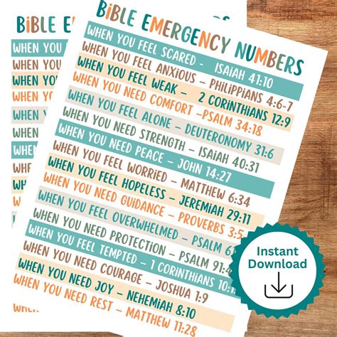 Bible Emergency Numbers Printable, Emergency Bible Numbers, Emergency ...