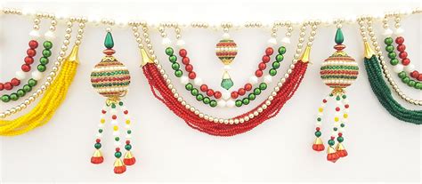 Jay Maharaj Pearl Beads Door Hanging Toran (3 feet, Multicolour ...
