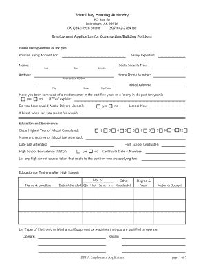 Fillable Online Bristol Bay Housing Authority - Native Village of ...