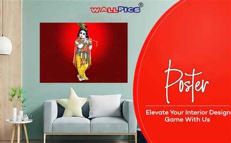 wallpics® Lord Krishna Wallpapers Fully Waterproof Vinyl Sticker Poster ...