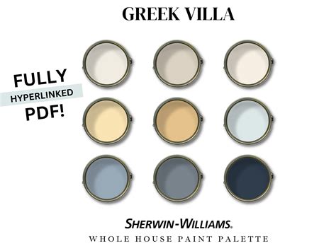 Sherwin Williams Whole House Paint Palette: Greek Villa (PDF) - Etsy