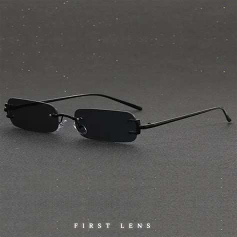 First Lens Noir Edge Rectangle Sunglasses UV400 - Black