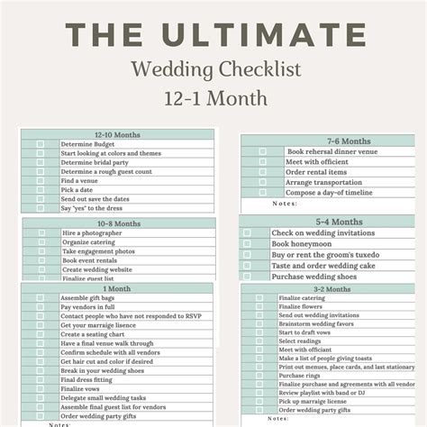 Image result for Downloadable Printable Wedding Checklist