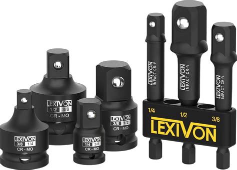 LEXIVON Impact Socket Adapter Combo Kit, 7-Piece Increaser, Reducer ...