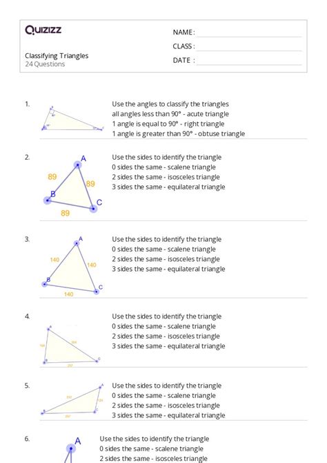 Image result for Classifying Triangles Worksheet