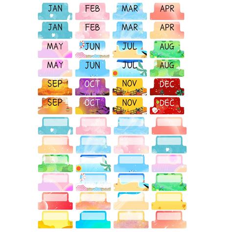 Colorful Monthly Adhesive Tabs, 3 Sheets Monthly Divider Tabs, 1-12 ...