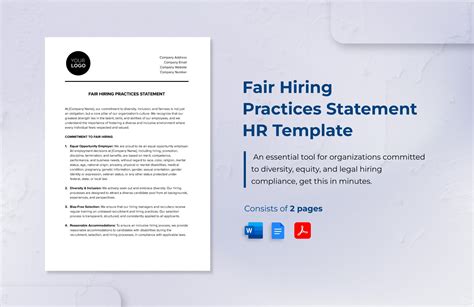 Fair Hiring Practices Statement HR Template in Word, PDF, Google Docs ...