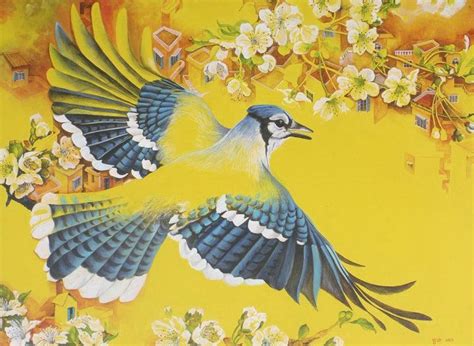 "Coexistence 12": Yellow Acrylic Painting by Sweta Chandra | ArtZolo.com