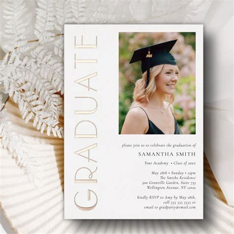 Modern Simple College High School Photo Graduation Announcement ...