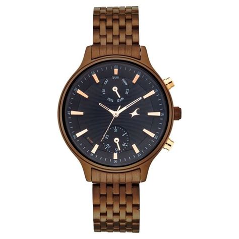 Buy Online Fastrack Ruffles Quartz Multifunction Black Dial Stainless ...