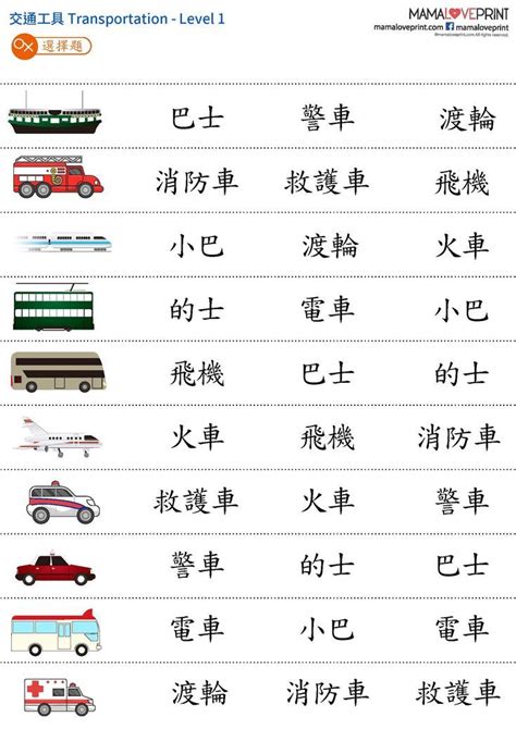 Transportation Matching Worksheet 的图像结果