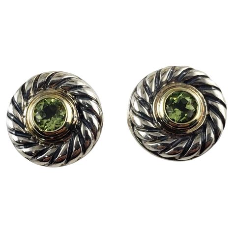 David Yurman Sterling Silver and 14 Karat Yellow Gold Pearl Stud ...