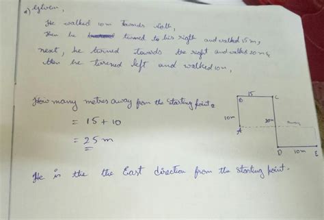 Person x walked 10 m towards the north. then, he turned to his right ...