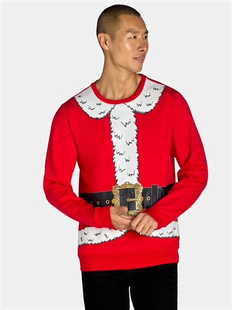 Holiday Time Men's & Big Men's Christmas Santa Suit Crewneck Fleece ...