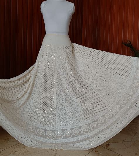 Ruhani Ivory allover Chikankari and mukaish lehenga skirt