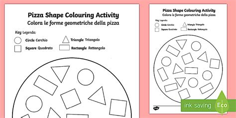Shape Pizza Colouring Activity English/Italian - Shape Pizza Colouring
