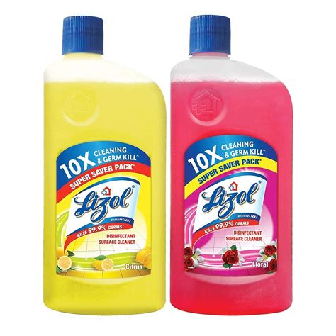 Lizol Disinfectant Surface & Floor Cleaner Combo [Citrus - 975 ml ...