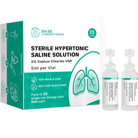 Base Labs 3% Hypertonic Saline Solution for Nebulizer Machine - 25 Vials, 5ml Unit Dose l Kids ...