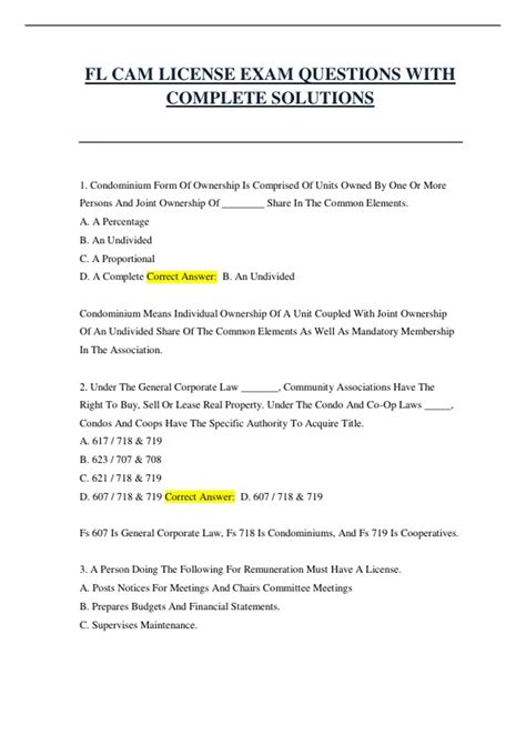 FL CAM LICENSE EXAM QUESTIONS WITH COMPLETE SOLUTIONS - FL CAM LICENSE ...