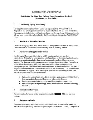 Justification For Other Than Full And Open Competition - USGS - Usgs ...