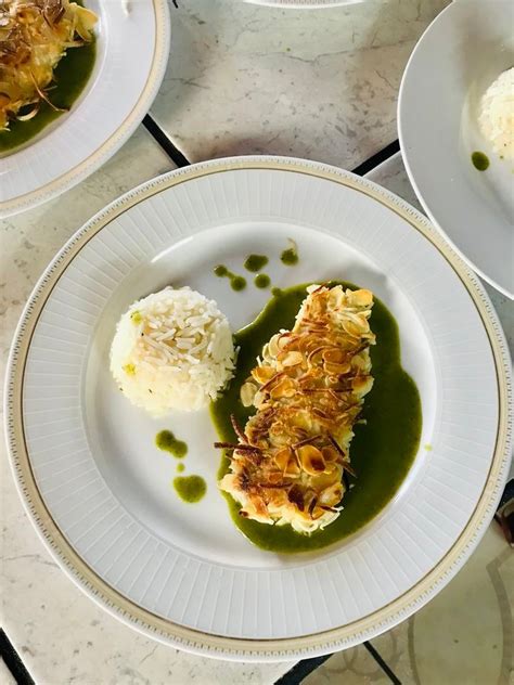 Almond-crusted mahi-mahi with basil coconut sauce , Cristobal Colon #51 ...